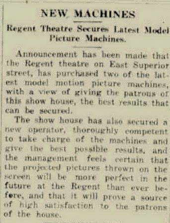 Regent Theater - May 27 1920 New Equipment For Regent (newer photo)